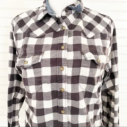 Jachs Girlfriend Black & white plaid flannel Size Small