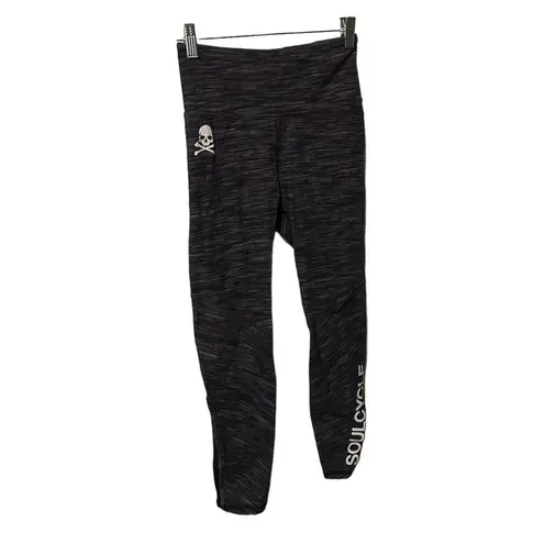 SoulCycle  Heathered Charcoal Grey Skull & Logo Spellout Size Small Leggings.