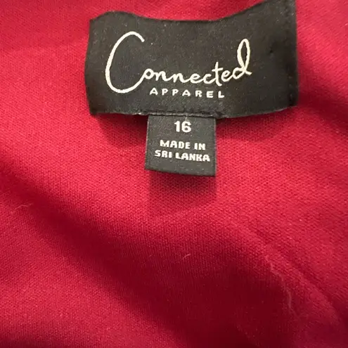 Connected Apparel Connected Velvet Dress Side Tab Ruched 3/4 Sleeve Size 16 Knee Length Sheath