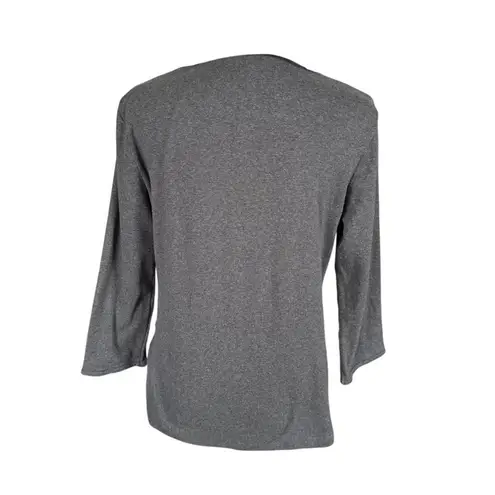 Karen Scott gray 3/4 sleeve sweater with white shirt collar size small
