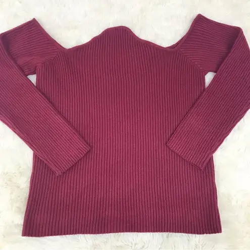 Eloquii Burgundy Red Off The Shoulder Top Sweater Ribbed Long Sleeve Size 22 24