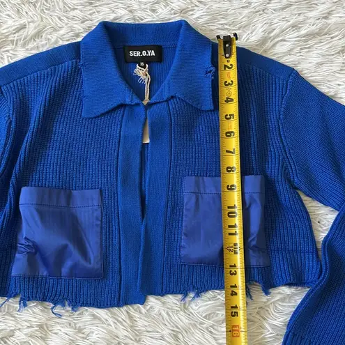 SER.O.YA Evelyn Cropped Knit Jacket in Royal Blue size XS
