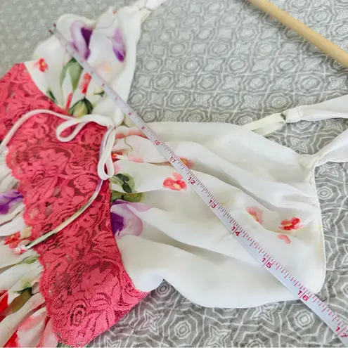 In Bloom by Jonquil Floral Lingerie Dress Pink Lace Waist Size L - Image 7
