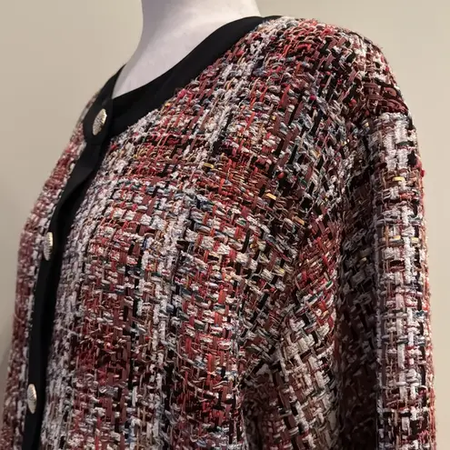 Lini Red Autumn Tweed Paneled Jacket Blazer Black Size L