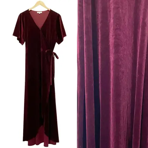 Lottie Velvet Maxi Dress Women's Size XXL Stretch Midi Maxi Burgundy Cranberry Red