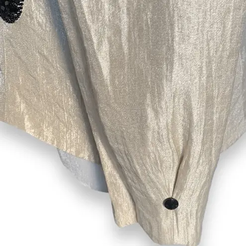 Dress Barn Vintage  Champagne Wrap Blouse Black Beaded Brooch Detail 10 Evening - Image 8