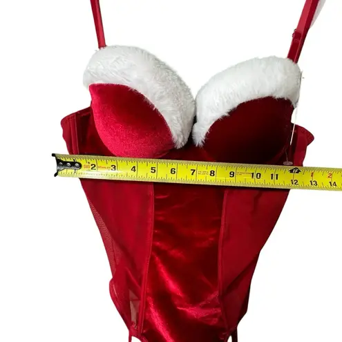 Spree Intimates Bodysuit Santa's Helper Faux Fur Lingerie Costume Red Size M