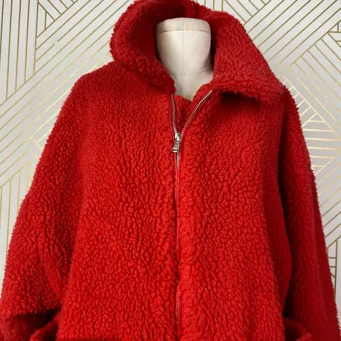 I am gia I.AM.GIA Pixie Teddy Coat Red Sherpa Fleece