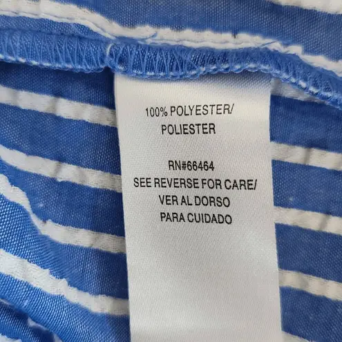 Sandra Darren Blue Stripe Tiered Dress Size 6 Preppy Puffy Sleeve Striped Dress