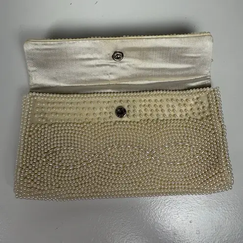 Vintage Beaded Clutch Purse – Bags by Susan – Ivory Pearl Beads, Made in Japan B