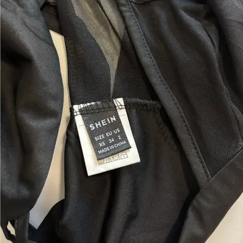 SheIn  Black Sheer Long Sleeve Crop Top