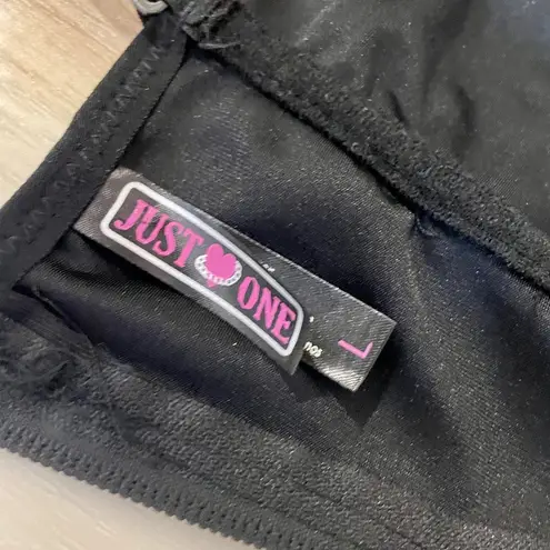 Just One Black Corset With Multicolor Design And Zip Up Back Size Large