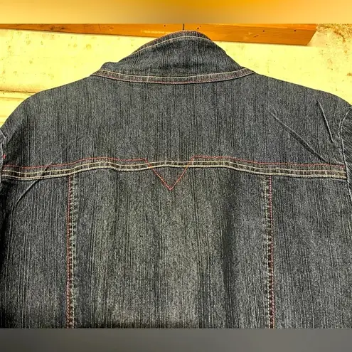 Bill Blass Vintage Jean Jacket, dark wash stretch, size L