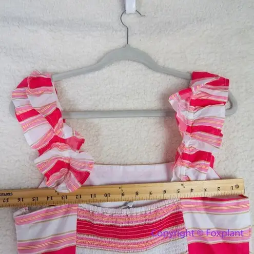 New! J Crew Factory Striped square neck midi dress. size 12 Pink