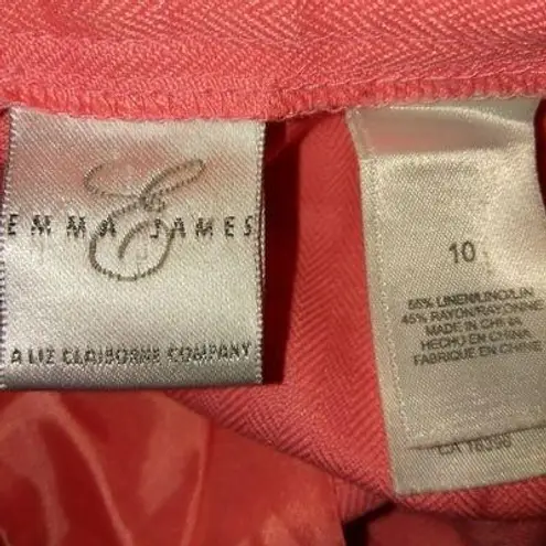 Emma James 10 32x30 Peachy Salmon Tangerine Linen Pants