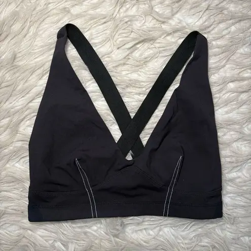Carbon38 Contrast Stitch Cross Back Bra Black