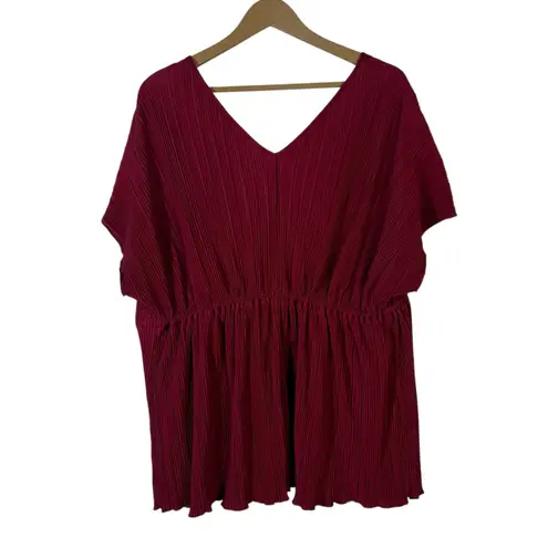 Ingrid + Isabel Plissé Tunic Maternity Top XL Burgundy Maroon Dolman Sleeve Red Size undefined