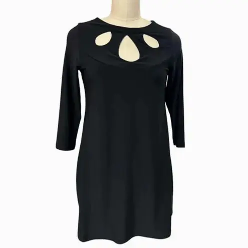 SYMPLI GO TO TUNIC RAIN DROP BLACK CUT OUT SIZE 6