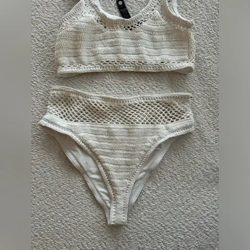 Beach Riot NWT Elliot Crochet White Bikini Set L
