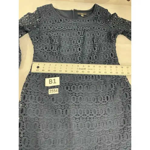 R & K Womans 10 P Blue Lace Lined Short Sleeve Knee Length Shift Dress