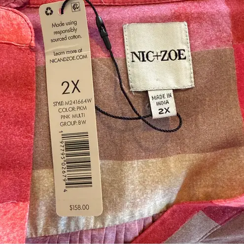 Nic+Zoe NWT SUNSET PLAID COTTON GIRLFRIEND SHIRT WOMEN’S SIZE 2X