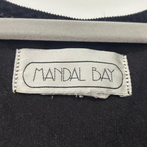 Mandal Bay Black Corduroy Midi Dress Embroidered Christmas Large