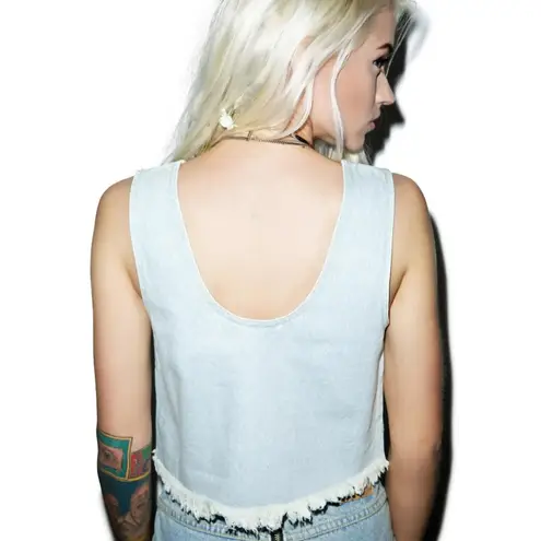 Dolls Kill NEW Somedays Lovin' Moku Denim Crop Top Distressed