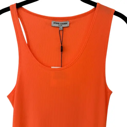 Opening Ceremony Orange Asymmetrical Neck Sleeveless Bodycon Sexy Neon Dress XS