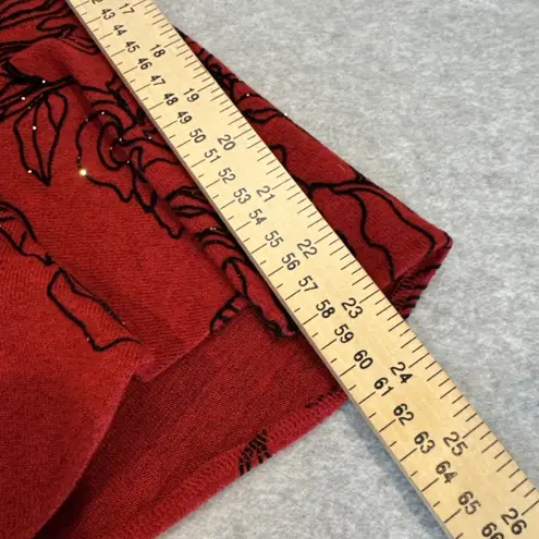 Coco Blanco Turtleneck Sweater Womens XL Red Black Floral Sequin Flutter Sleeve - Image 14