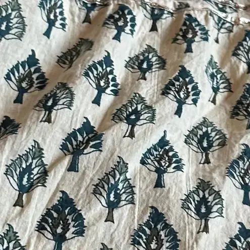 Raga Anthropologie Block Printed Midi Dress Tie Straps 100% Cotton Size Small