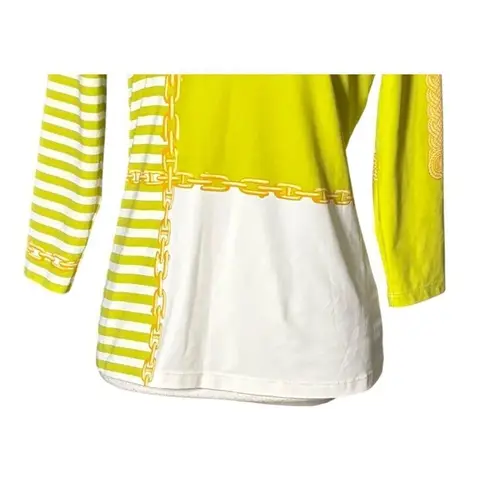 J. McLaughlin Top Size Small Catalina Cloth Green Chain Stripe 3/4 Sleeve Preppy - Image 5