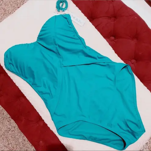 One Piece Into the Bleu Twisted Sweetheart Neckline Bandeau Swimsuit Size 8 NWT