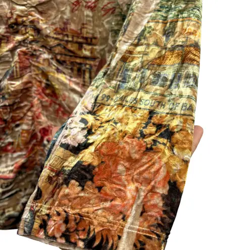 Vintage CLIO Women's Velvet Ruched Top Long Sleeve V Neck Graphic Retro Y2K M Tan Size M