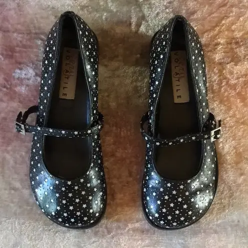 Very Volatile Black White Stars Mary Janes EUC 7.5