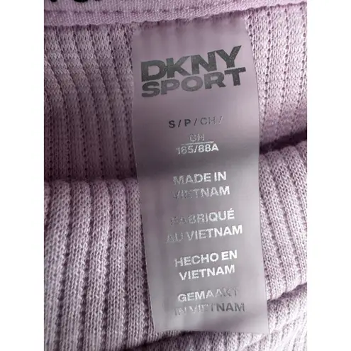 DKNY Sport Pink Ribbed Cropped Crewneck Sweatshirt Drawstring Hem Size S