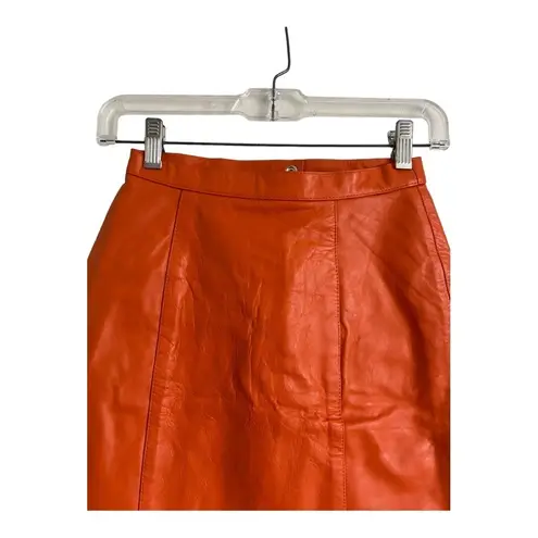 Vintage 80s La Roxx Red Leather Mini Skirt Size 4 Orange