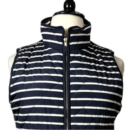 Cambridge Dry Goods Vest Quilted Zip Flap Pockets Blue Stripe Women’s Size XL