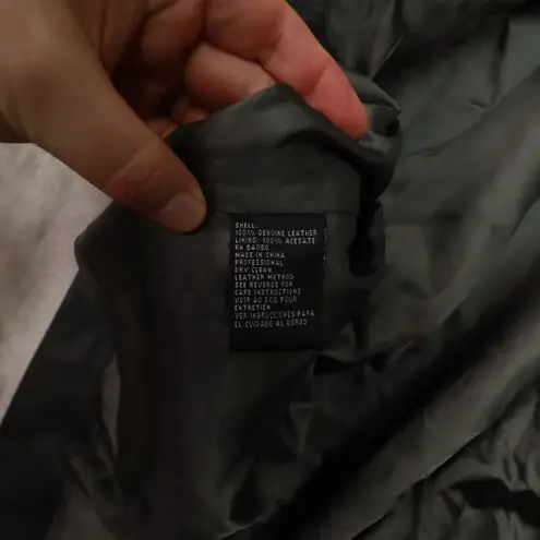 Kasper Dark Grey Leather One Button Blazer Women's size Large Office Classic Gray