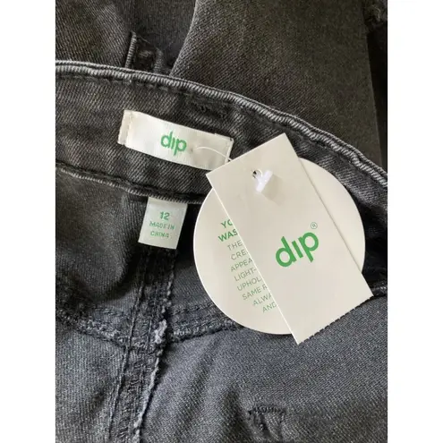 New DIP Jean Shorts Womens Size 12 Black High Rise Mom Jorts Raw Hem Cut Off