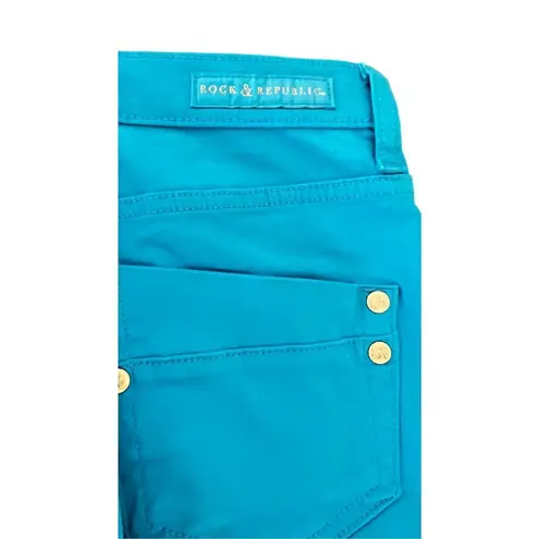 Rock & Republic  Denim Jeans Size 6M Teal with  gold Accents