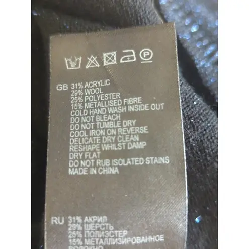 Reiss Wool Crew Neck Glitter Sweater Blue Wom Women's Large Holidays Festive