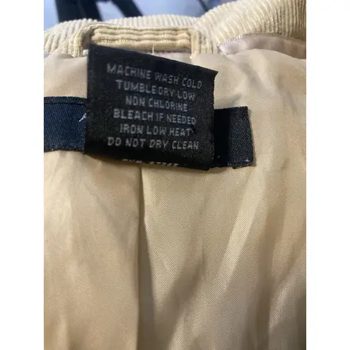 Y2K Beige Corduroy Jacket Blazer M Satin Trim Light Academia 70s Career Classic Tan Size M