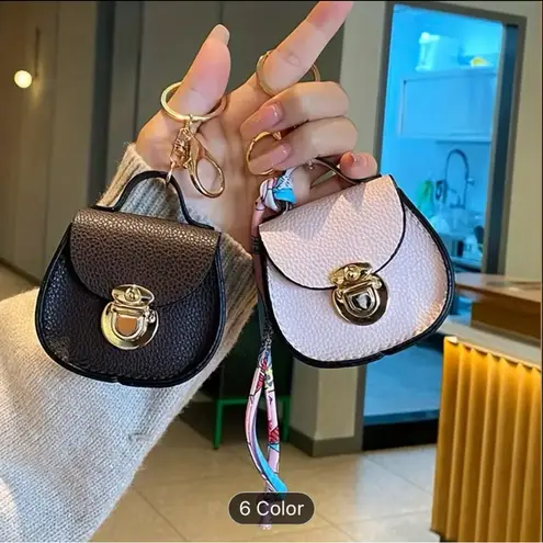 Elegant Mini Saddle Bag Brown Keychain with Premium Silk
Scarf