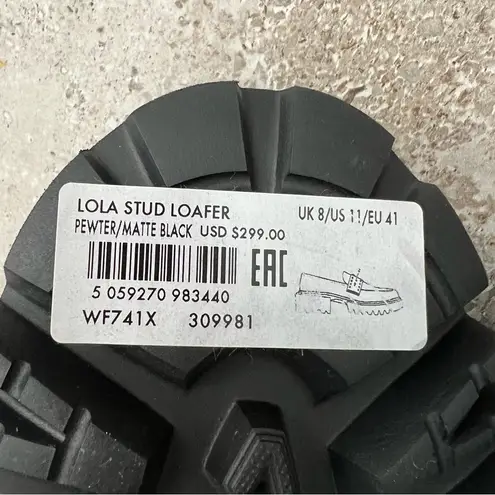 ALLSAINTS Lola Studded Apron Toe Loafers, Pewter Size EU41 (Sold Out) New in Box