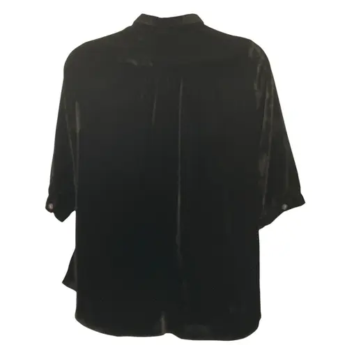 April Cornell Velvet Button Up Shirt Medium Black