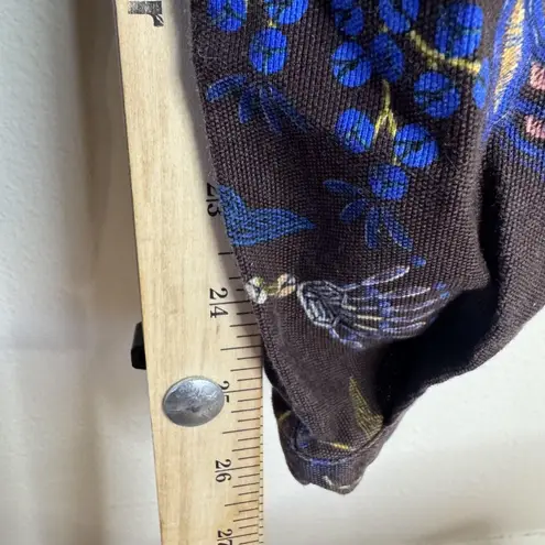 Farm Rio Jumpsuit Womens Medium Brown Blue Floral Belted Long Sleeve V Neck Boho