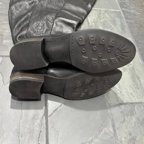 Sundance Sandrine Black Leather Pull-On Over the Knee Boots - size 38