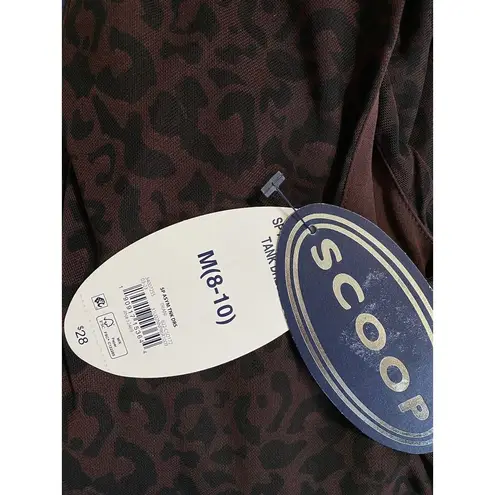 Scoop Burgundy Black Cheetah Print Tank Dress Rouching Maxi Size M Size M