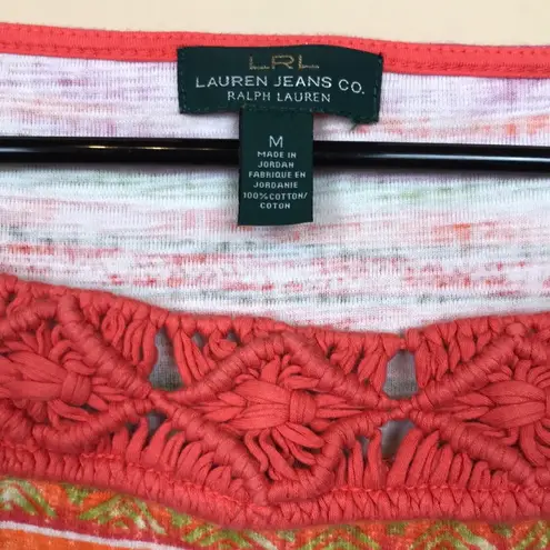 Lauren Ralph Lauren Jeans Co. Women’s Striped Crochet Square Neck Tank Blouse Red Size M