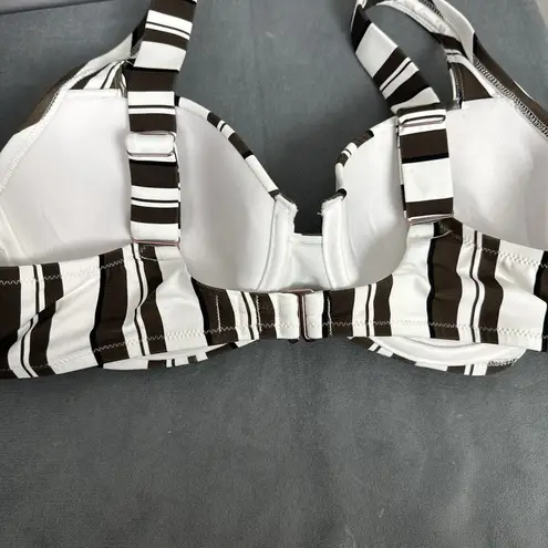 Calia Carrie Underwood Swim Bikini Top 36C Brown White Stripe Underwire New Size undefined